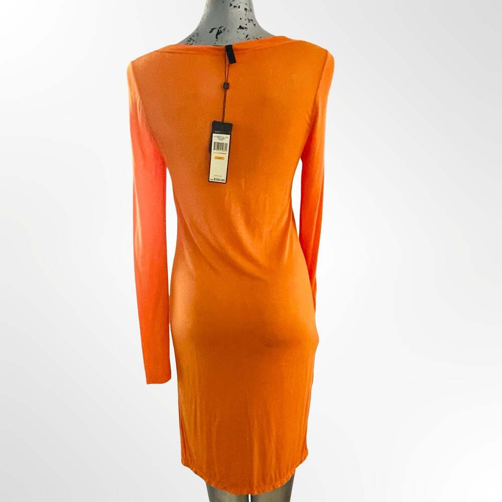BCBGMAXAZRIA KNY6B574-8J2 Knit Dress Jersey Orange Persimmon Long Sleeve Size S - Picture 3 of 4